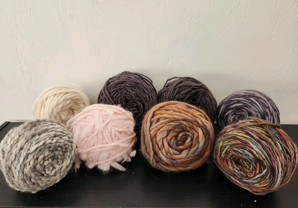 Yarn Lot Bulky Super Bulky Chunky Wool Blend Mixed Neutral Multicolor